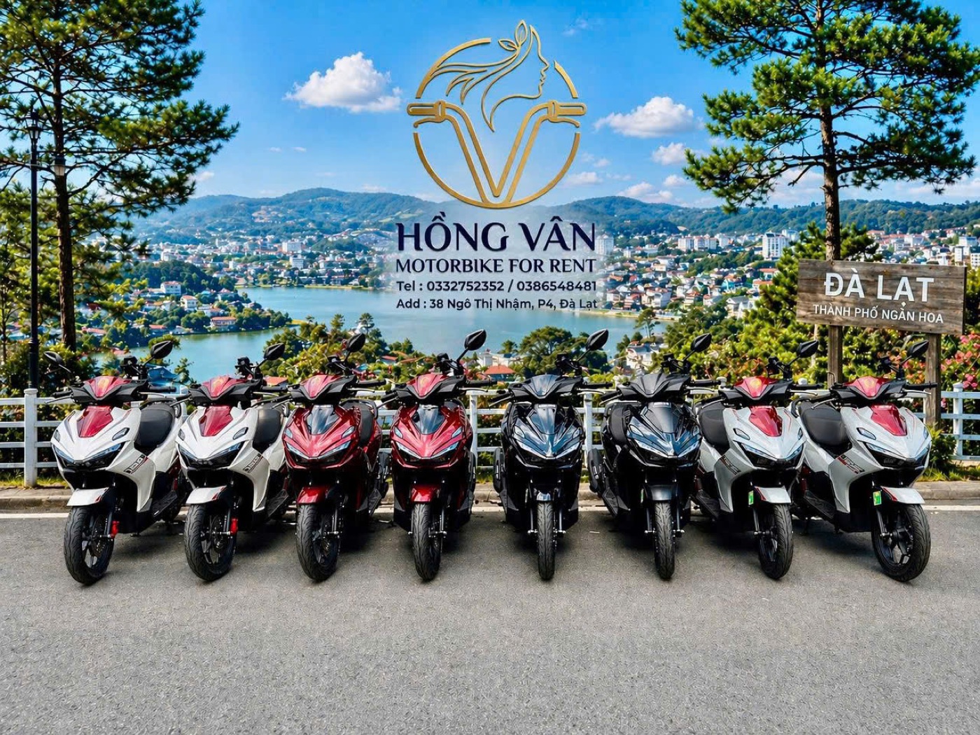 Dàn xe Hồng Vân trước khung cảnh Đà Lạt